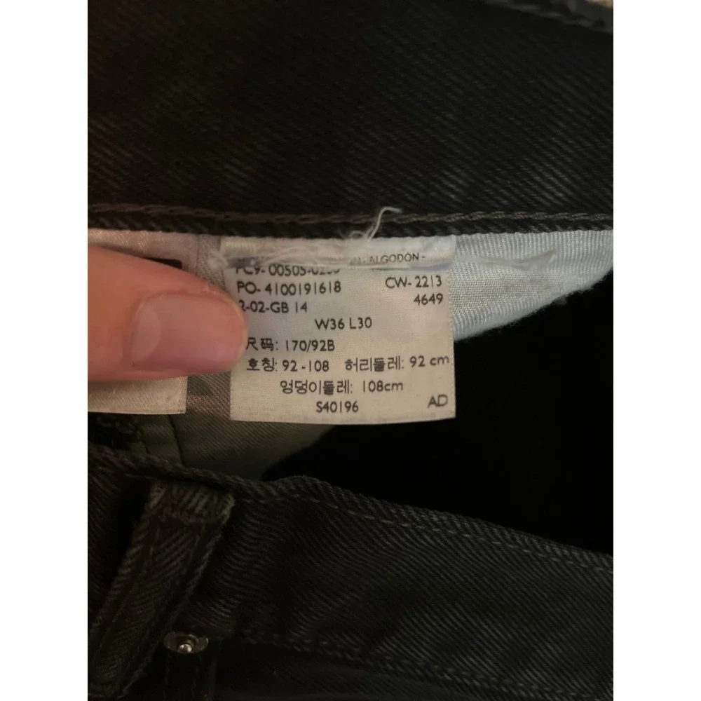 Levi's Men's 505 Straight Fit Jeans 36x30 Black Straight Leg Denim Pantss